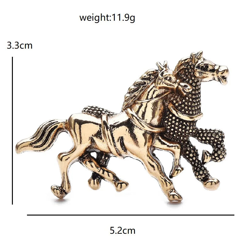 Three Running Horses Vintage-Style Brooch — dimensions