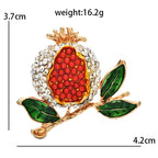 Jeweled Pomegranate on Leafy Branch Brooch — dimensions