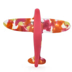 Marbled Acrylic Airplane Brooch — Red