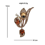 Statement Jeweled Floral Spray with Drop Brooch dimensions and weight