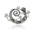 Curled Gecko with Iridescent Inlays Brooch — Iridescent Gecko