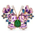 Peony Butterfly with Green Cabochon Brooch — Purple