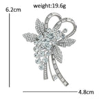 Sparkling Floral Ribbon Spray Brooch