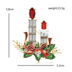 Christmas Candles with Holly Bow Brooch — dimensions