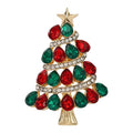 Star-Topped Christmas Tree with Sparkling Garlands Brooch original white background product photo