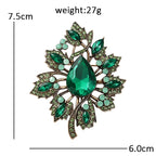 Vintage Jeweled Leaf Spray Brooch
