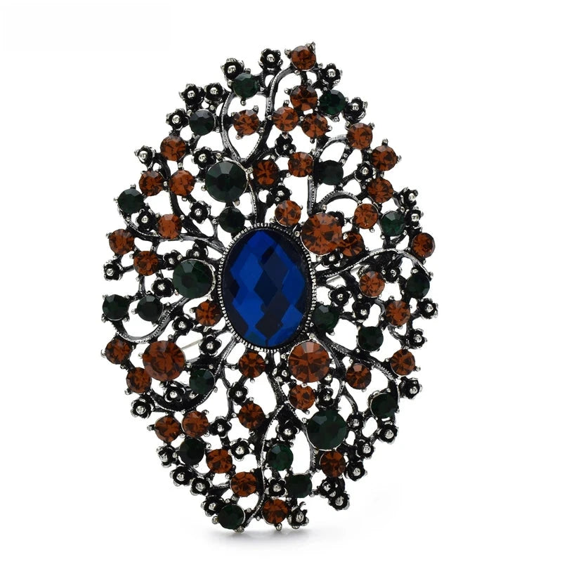 Oval Rhinestone Medallion with Faceted Center Brooch original variant product photo