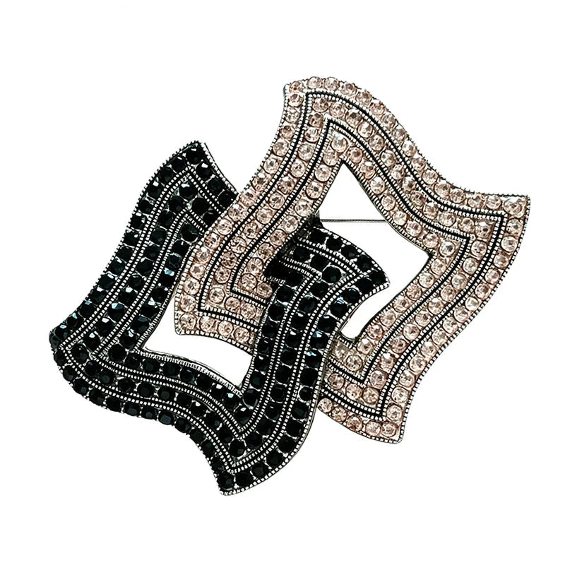Interlocking Curved Squares Sparkle Brooch original white background product photo