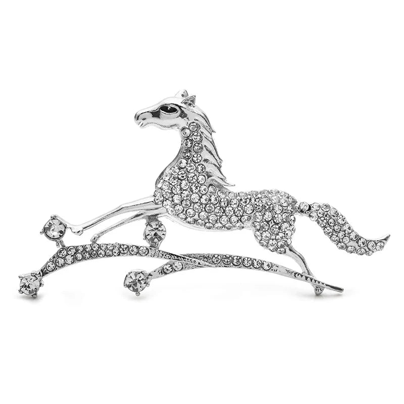 Rhinestone Galloping Horse Brooch product variant photo