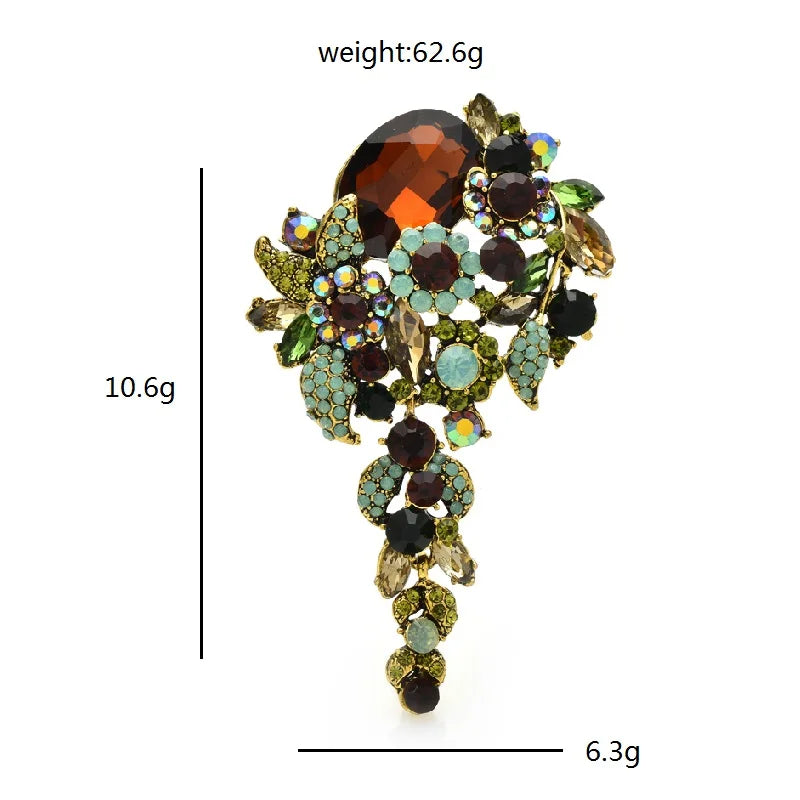 Jeweled Floral Cascade Statement Brooch