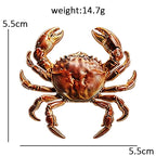 Detailed Crab with Decorative Shell Brooch