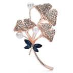 Ginkgo Branch with Jeweled Dragonfly Brooch — Blue