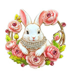 Rabbit in Rose Wreath Brooch original white background product photo