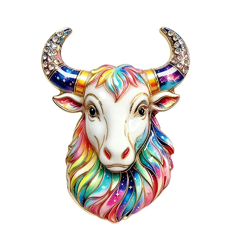 Floral Bull Head Brooch original white background variant photo