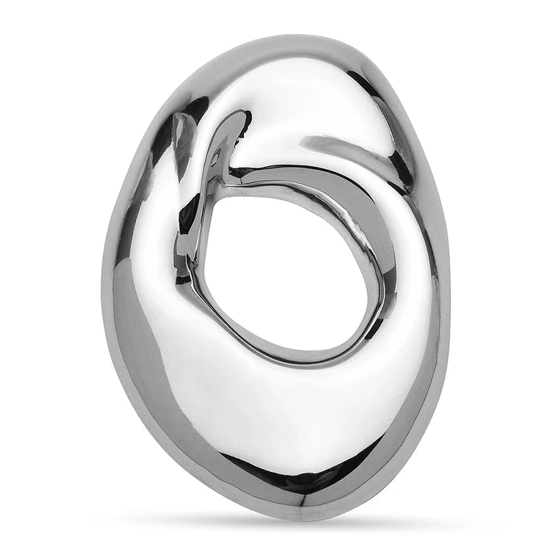 Sculptural Open Oval Brooch — Silver