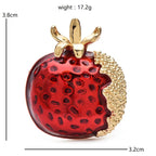 Red Enamel Pomegranate Brooch — dimensions
