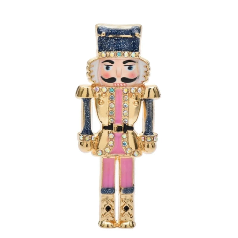 Pink Nutcracker Soldier Brooch — Pink & Gold