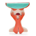 Acrylic Woman with Hat and Bow Brooch — Orange