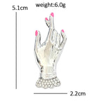 Elegant Hand with Rhinestone Cuff Brooch