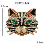 Ornate Cat Face with Almond Eyes Brooch