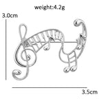 Flowing Musical Staff and Notes Brooch