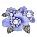 Purple Enamel Lilac with Pearl-Look Centers Brooch — Purple Lilac