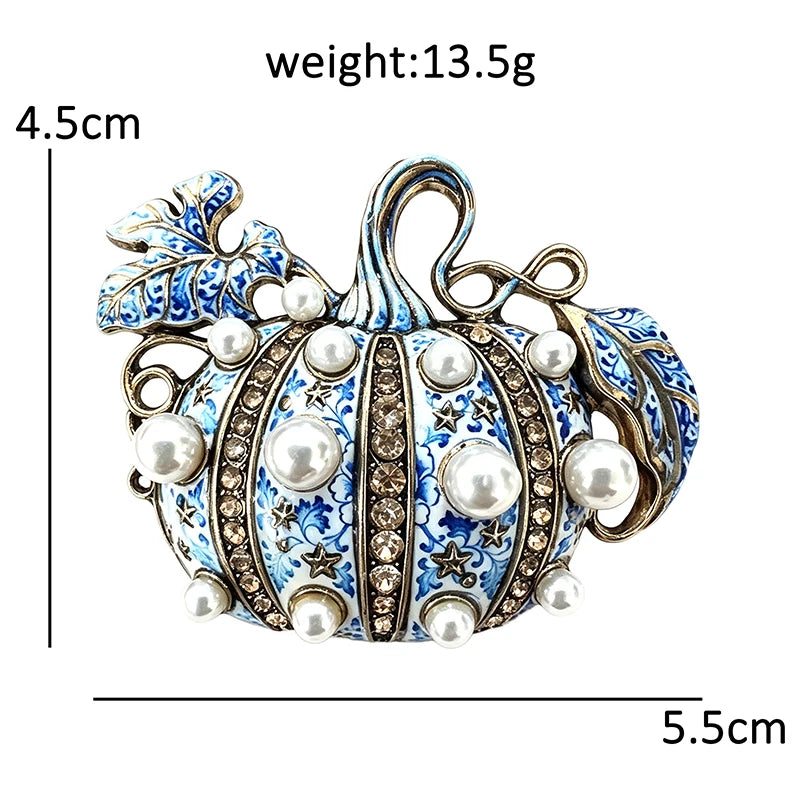 Pearl-Look-Accent Pumpkin with Curling Vine Brooch