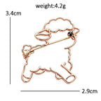 Minimalist Running Lamb Outline Brooch