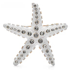 Rhinestone Starfish with Faceted Accents Brooch — White