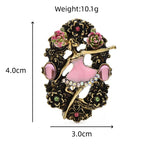 Pink Enamel Ballerina in Floral Frame Brooch dimensions and weight