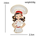 Smiling Enamel Chef Brooch — dimensions
