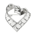 Measuring Tape Heart Brooch — Silver