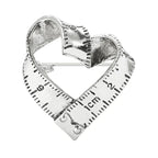 Measuring Tape Heart Brooch — Silver