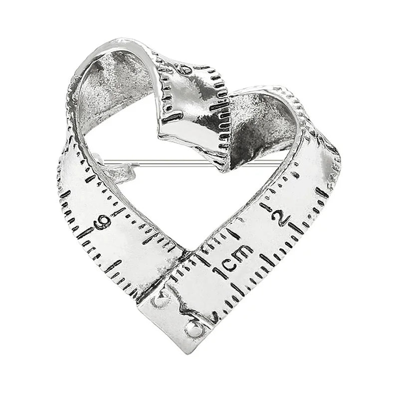 Measuring Tape Heart Brooch