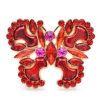 Ornate Faceted Butterfly Brooch — Red
