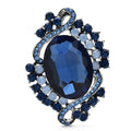 Vintage-Style Faceted Oval with Ribbon Frame Brooch — Blue