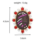 Jeweled Oval Portrait with Pearl-Look Border Brooch — dimensions