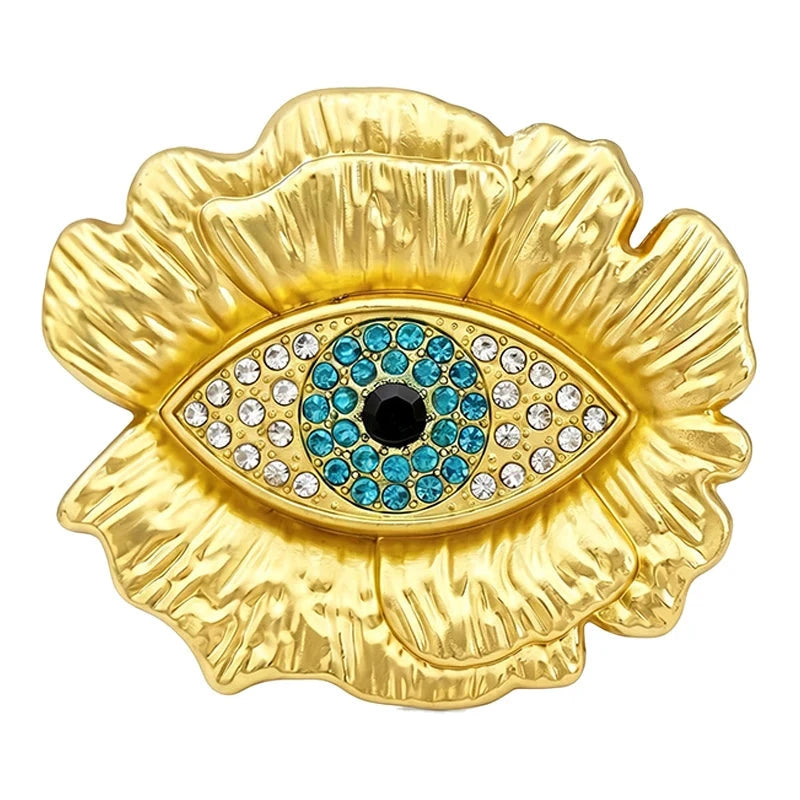 Rhinestone Eye with Ruffled Frame Brooch original white background product photo