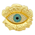 Rhinestone Eye with Ruffled Frame Brooch original white background product photo