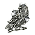 Vintage Rhinestone Parrot on Branch Brooch original white background product photo