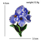 Blue Enamel Orchid Flower Spray Brooch — dimensions