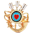Steampunk Heart with Red Enamel Accent Brooch — Steampunk Heart