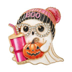 Halloween Ghost with Pumpkin and Drink Brooch original white background product photo
