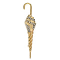 Vintage-Style Jeweled Umbrella Brooch — Gold