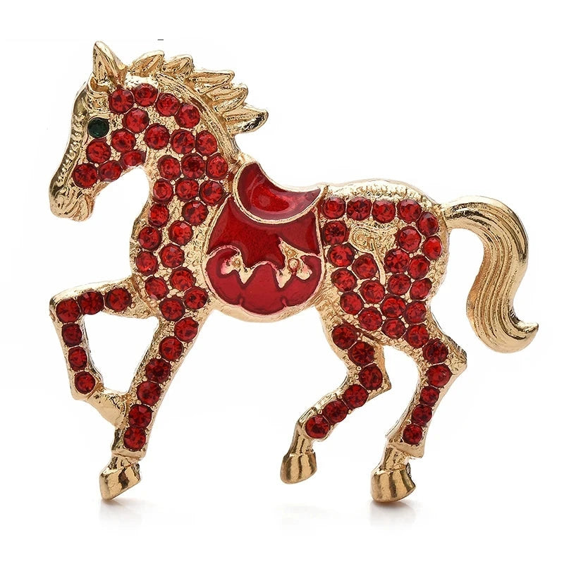 Rhinestone Horse with Enamel Saddle Brooch product variant photo