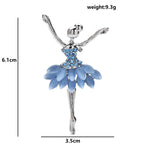 Ballet Dancer with Layered Petal Skirt Brooch — dimensions
