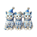 Three Festive Christmas Cats Brooch original white background variant photo