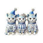 Three Festive Christmas Cats Brooch original white background variant photo