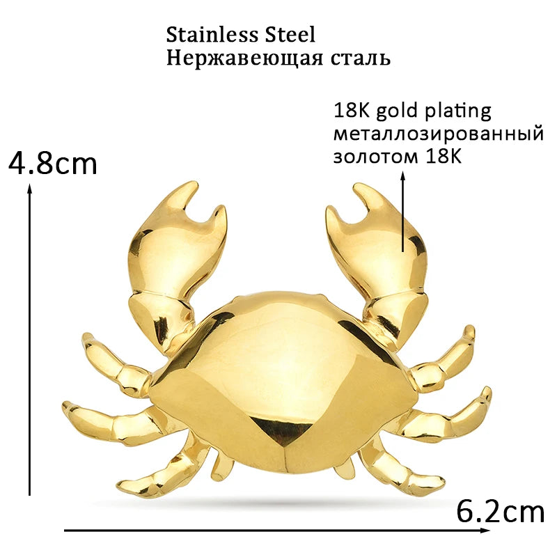 Polished Metal Crab Brooch — dimensions