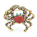 Vintage Jeweled Crab with Raised Claws Brooch